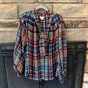Shoshanna Colorful Plaid Blouse